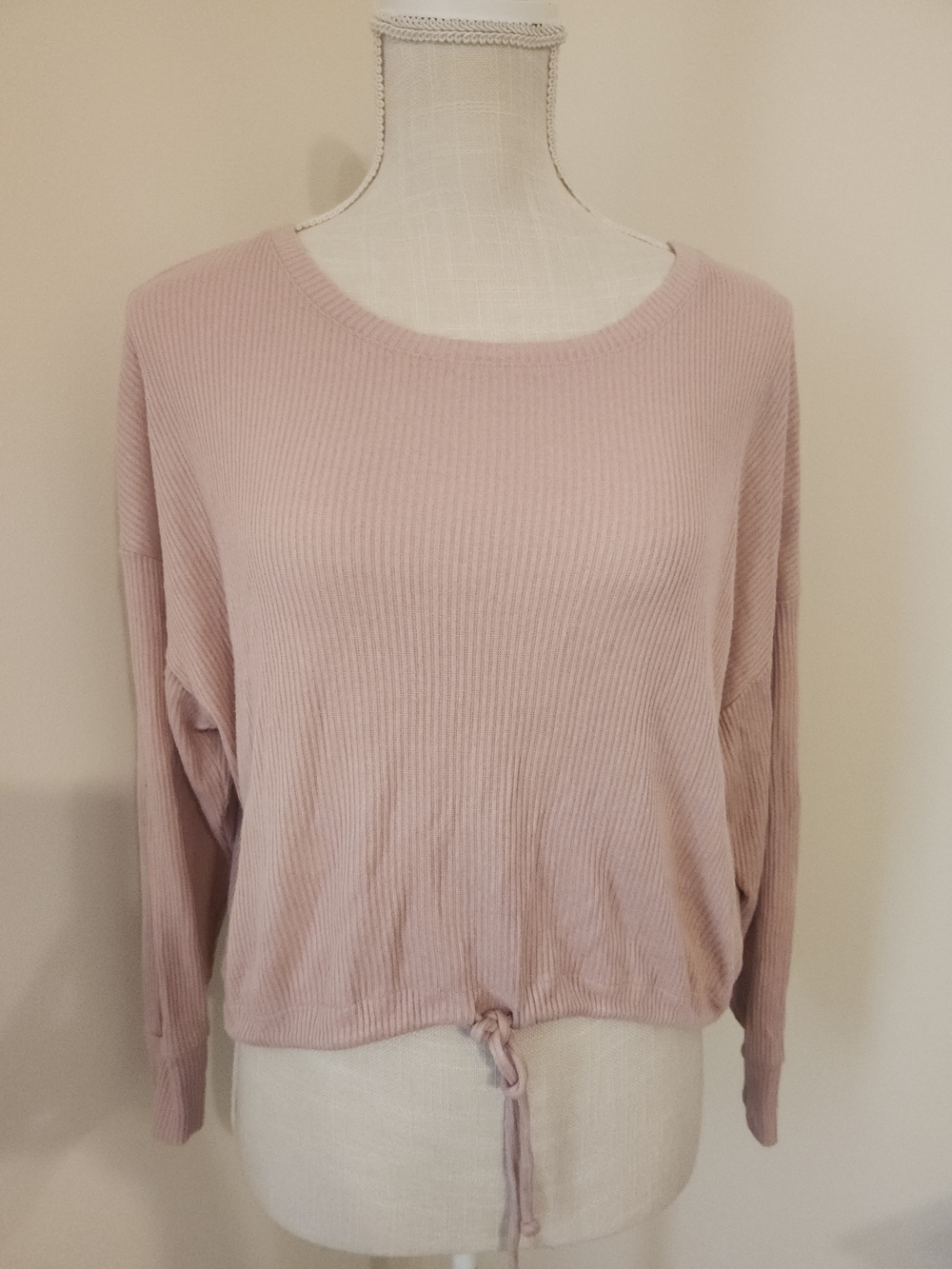 Express Ribbed Scoop-Neck Top in Dusty Rose